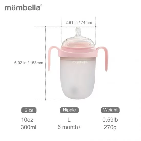 Biberon anticolici Mombella Breast-Like 300 ml, tetina 360° XL Flux Consistent, 100% Silicon, Old Roze Biberon anticolici Mombella Breast-Like 300 ml, tetina 360° XL Flux Consistent, 100% Silicon, Old Roze