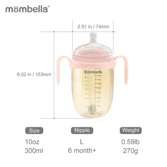 Biberon anticolici Mombella Breast-Like 300 ml, tetina 360° XL Flux Consistent, PPSU, Old Roze Biberon anticolici Mombella Breast-Like 300 ml, tetina 360° XL Flux Consistent, PPSU, Old Roze