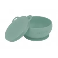 Bol Minikoioi cu ventuza si capac 100% Premium Silicone River Green