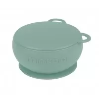 Bol Minikoioi cu ventuza si capac 100% Premium Silicone River Green