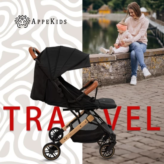 Carucior Sport AppeKids Travel, Ultracompact, Tip Troller, Black Carucior Sport AppeKids Travel, Ultracompact, Tip Troller, Black