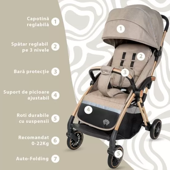 Carucior Sport AppeKids Upp Ultracompact Bubble Beige Carucior Sport AppeKids Upp Ultracompact Bubble Beige