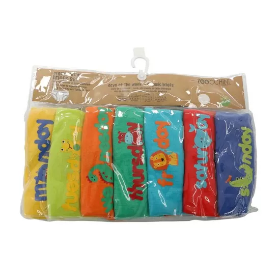 Chilotei din bumbac organic pentru baieti Zoocchini, Zilele saptamanii 5-6 ani, bucati Chilotei din bumbac organic pentru baieti Zoocchini, Zilele saptamanii 5-6 ani, bucati