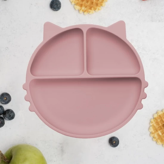 Farfurie compartimentata din silicon cu ventuza AppeKids Kitty Old Rose Farfurie compartimentata din silicon cu ventuza AppeKids Kitty Old Rose