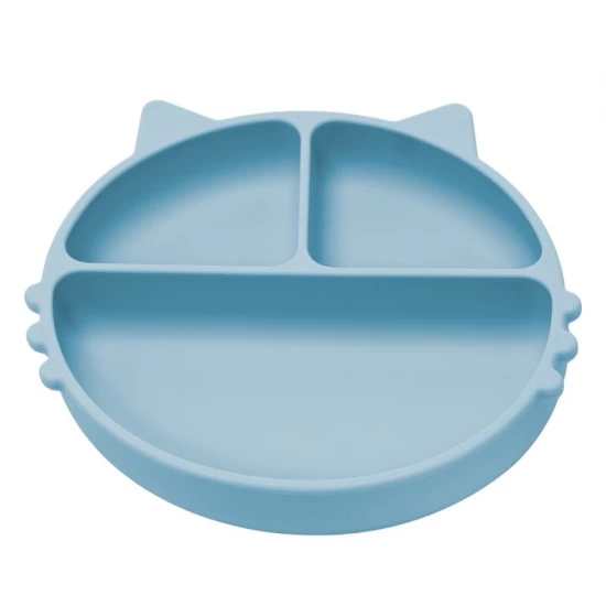 Farfurie compartimentata din silicon cu ventuza AppeKids Kitty Aqua Blue Farfurie compartimentata din silicon cu ventuza AppeKids Kitty Aqua Blue