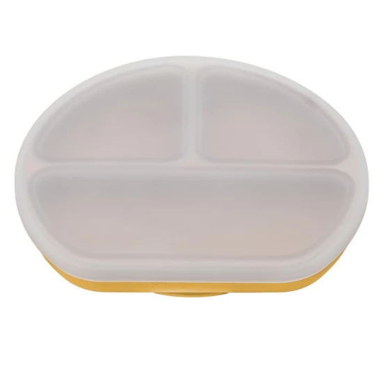 Farfurie compartimentata din silicon cu ventuza si capac AppeKids Honey Farfurie compartimentata din silicon cu ventuza si capac AppeKids Honey