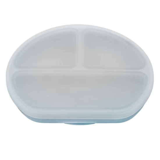 Farfurie compartimentata din silicon cu ventuza si capac AppeKids Aqua Blue Farfurie compartimentata din silicon cu ventuza si capac AppeKids Aqua Blue