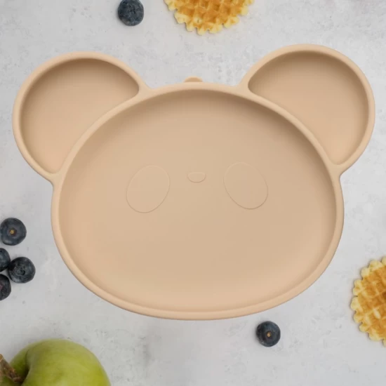 Farfurie din silicon cu ventuza AppeKids Panda Bubble Beige Farfurie din silicon cu ventuza AppeKids Panda Bubble Beige