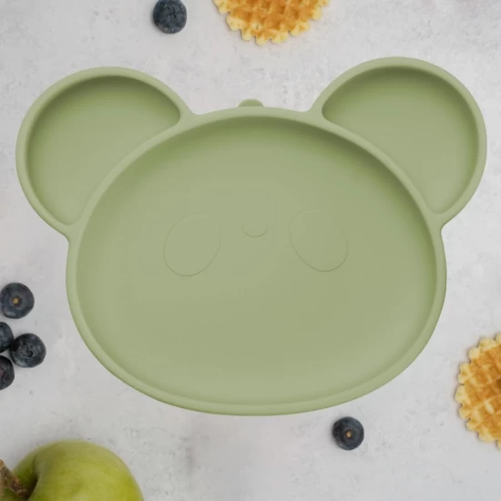 Farfurie din silicon cu ventuza AppeKids Panda Raw Green Farfurie din silicon cu ventuza AppeKids Panda Raw Green