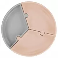 Farfurie pentru copii Puzzle Minikoioi 100% Premium Silicone Bubble Beige/Powder Grey