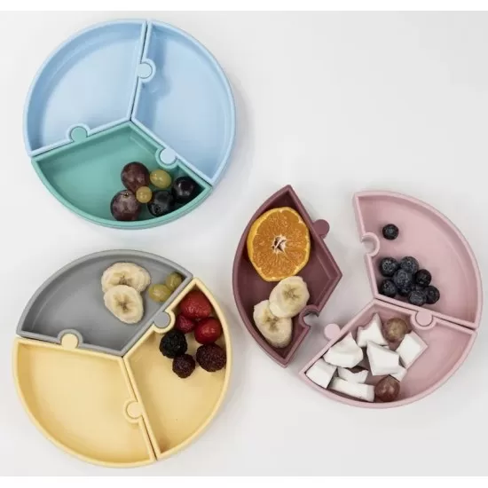 Farfurie pentru copii Puzzle Minikoioi 100% Premium Silicone Mellow Yellow/Powder Grey Farfurie pentru copii Puzzle Minikoioi 100% Premium Silicone Mellow Yellow/Powder Grey