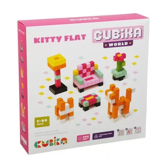Set de constructii din lemn Cubika World Kitty Flat Set de constructii din lemn Cubika World Kitty Flat