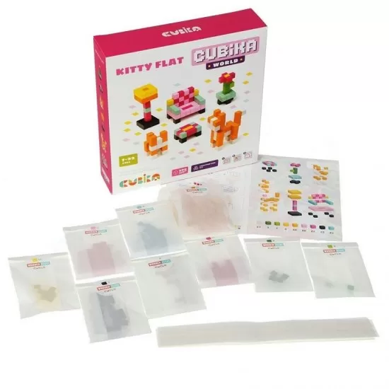Set de constructii din lemn Cubika World Kitty Flat Set de constructii din lemn Cubika World Kitty Flat