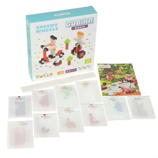 Set de constructii din lemn Cubika World Speedy Wheels Set de constructii din lemn Cubika World Speedy Wheels
