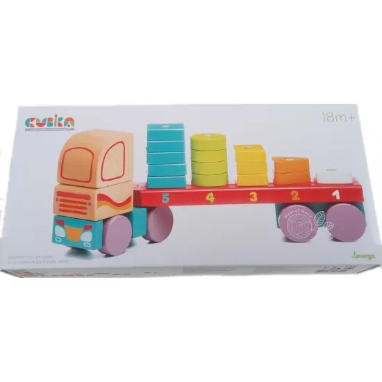 Jucarie din lemn Cubika Camion cu forme geometrice Jucarie din lemn Cubika Camion cu forme geometrice
