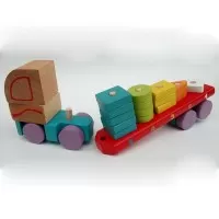 Jucarie din lemn Cubika Camion cu forme geometrice