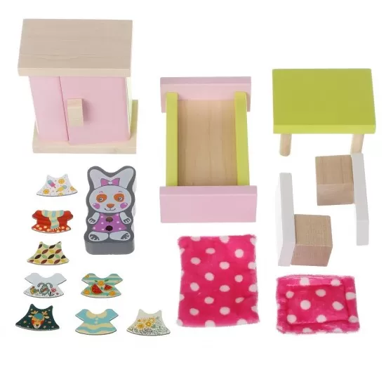 Set de joaca din lemn Cubika - Dormitor Set de joaca din lemn Cubika - Dormitor