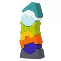 Set constructii Cubika Turn cu acoperis turquoise