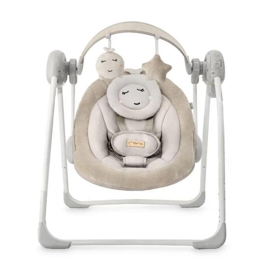 Leagan electric pentru bebelusi cu 5 viteze de balansare si 6 melodii MoMi Liss Beige
