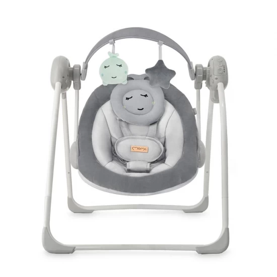 Leagan electric pentru bebelusi cu 5 viteze de balansare si 6 melodii MoMi Liss Grey