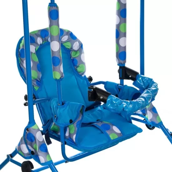 Leagan pentru copii Top Kids cu spatar reglabil si bara detasabila Blue Dots Leagan pentru copii Top Kids cu spatar reglabil si bara detasabila Blue Dots