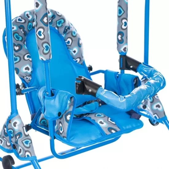 Leagan pentru copii Top Kids cu spatar reglabil si bara detasabila Blue Hearts Leagan pentru copii Top Kids cu spatar reglabil si bara detasabila Blue Hearts