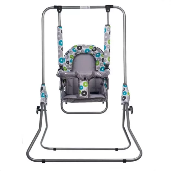 Leagan pentru copii Top Kids cu spatar reglabil si bara detasabila Grey Flowers Leagan pentru copii Top Kids cu spatar reglabil si bara detasabila Grey Flowers
