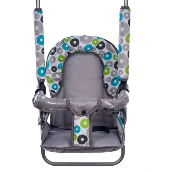Leagan pentru copii Top Kids cu spatar reglabil si bara detasabila Grey Flowers Leagan pentru copii Top Kids cu spatar reglabil si bara detasabila Grey Flowers