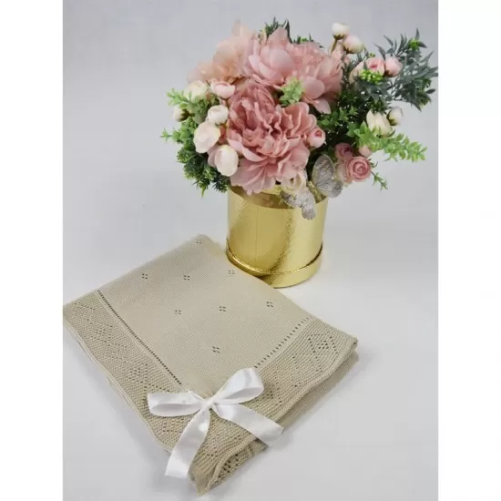 Paturica botez Eko 100% bumbac 80x70 cm Bej Paturica botez Eko 100% bumbac 80x70 cm Bej