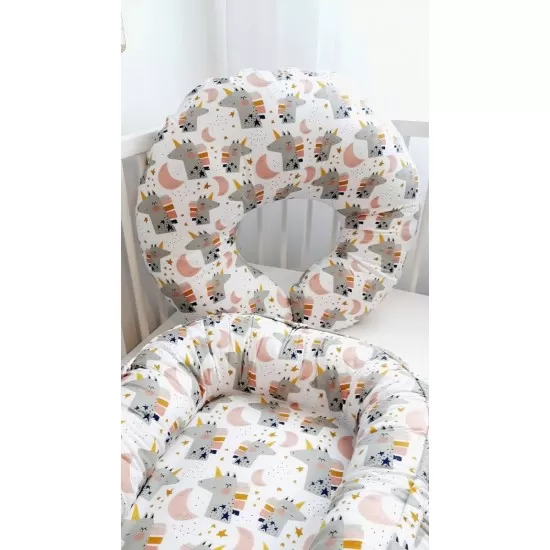 Perna pentru alaptare, 100% Bumbac, 60X60 cm, Eko - Pink