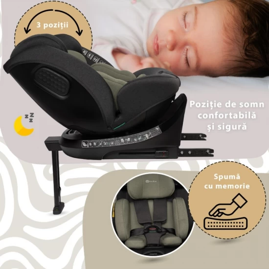 Scaun auto Appekids, I-SIZE, 40-150 cm, Rear Facing 360°, Pro Confort - Green
