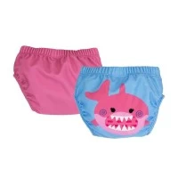 Set 2 chilotei de baie impermeabili, Zoocchini, protectie UPF50+, marime M, 12-24 Luni – Pink Shark