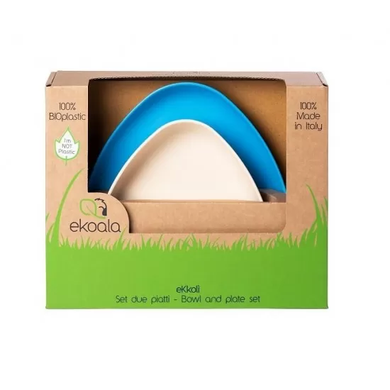 Set 2 farfurii eKoala BIOplastic White/Blue Set 2 farfurii eKoala BIOplastic White/Blue