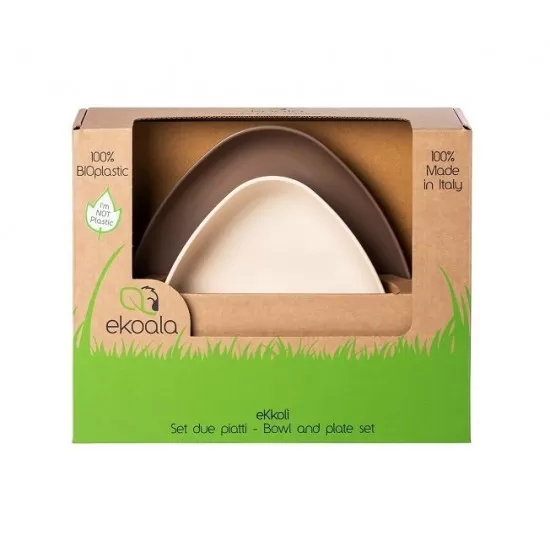 Set 2 farfurii eKoala BIOplastic White/Brown Set 2 farfurii eKoala BIOplastic White/Brown