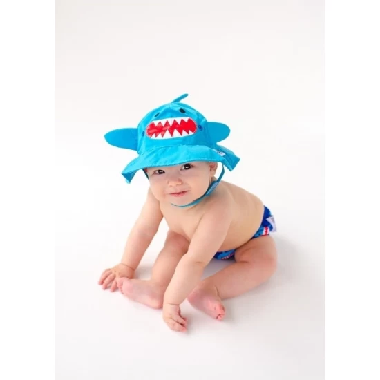 Set chilotel de baie si palarie, Marimea L, UPF 50+, Zoocchini, Shark, 1-2 ani