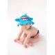 Set chilotel de baie si palarie, Marimea L, UPF 50+, Zoocchini, Shark, 1-2 ani