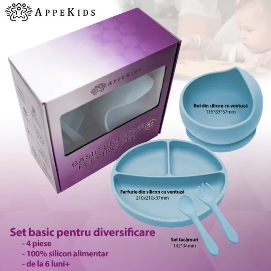 Set Diversificare, AppeKids, 100% Silicon, Basic - Aqua Blue Set Diversificare, AppeKids, 100% Silicon, Basic - Aqua Blue