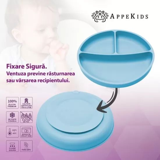 Set Diversificare, AppeKids, 100% Silicon, Basic - Aqua Blue Set Diversificare, AppeKids, 100% Silicon, Basic - Aqua Blue