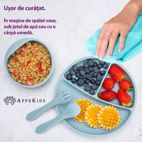Set Diversificare, AppeKids, 100% Silicon, Basic - Aqua Blue Set Diversificare, AppeKids, 100% Silicon, Basic - Aqua Blue