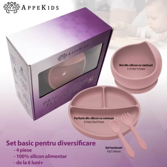 Set Diversificare, AppeKids, 100% Silicon, Basic - Old Rose Set Diversificare, AppeKids, 100% Silicon, Basic - Old Rose
