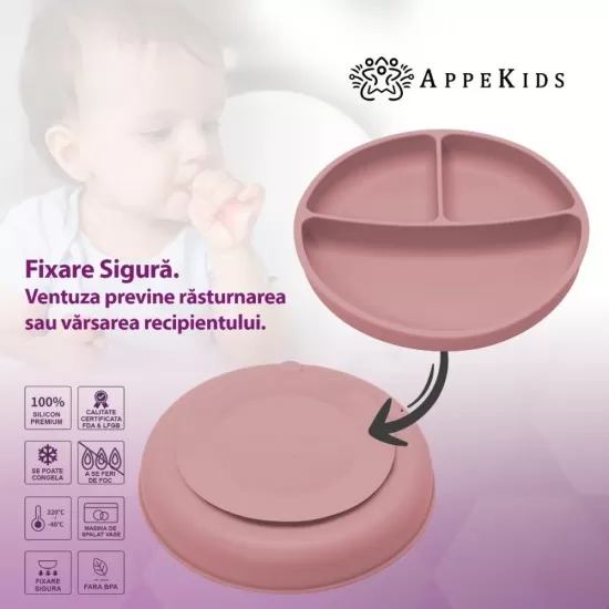 Set Diversificare, AppeKids, 100% Silicon, Basic - Old Rose Set Diversificare, AppeKids, 100% Silicon, Basic - Old Rose
