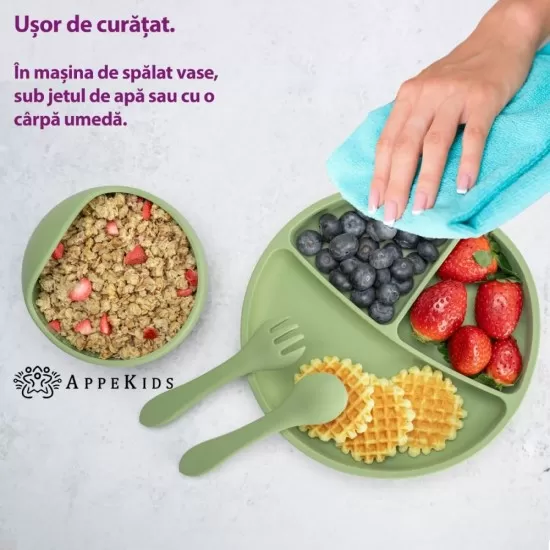 Set Diversificare, AppeKids, 100% Silicon, Basic - Raw Green Set Diversificare, AppeKids, 100% Silicon, Basic - Raw Green