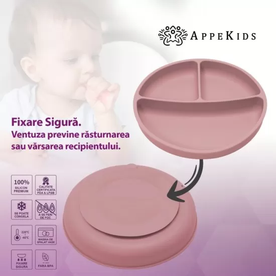 Set Diversificare, AppeKids, 100% Silicon, Classic - Old Rose Set Diversificare, AppeKids, 100% Silicon, Classic - Old Rose