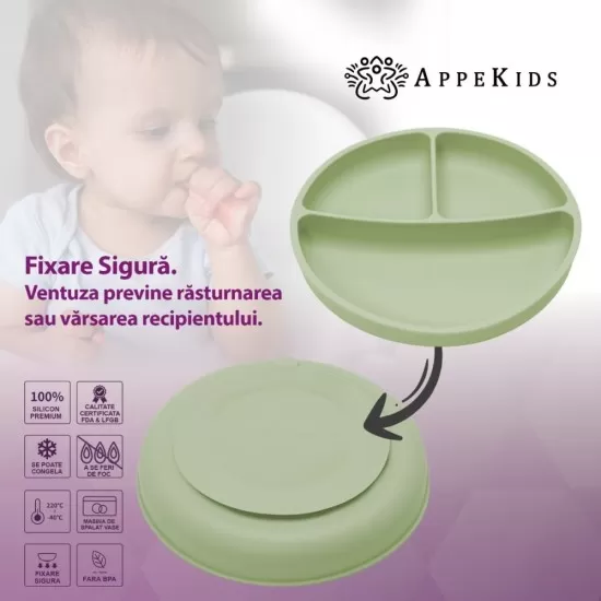 Set Diversificare, AppeKids, 100% Silicon, Classic - Raw Green Set Diversificare, AppeKids, 100% Silicon, Classic - Raw Green