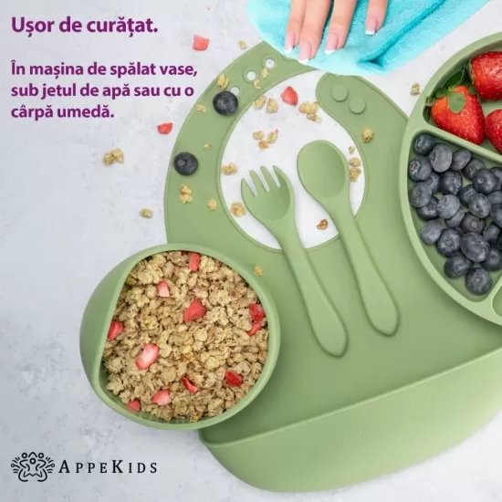Set Diversificare, AppeKids, 100% Silicon, Classic - Raw Green Set Diversificare, AppeKids, 100% Silicon, Classic - Raw Green