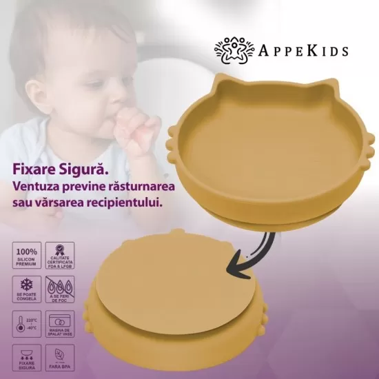 Set Diversificare, AppeKids, 100% Silicon, Kitty - Honey Set Diversificare, AppeKids, 100% Silicon, Kitty - Honey