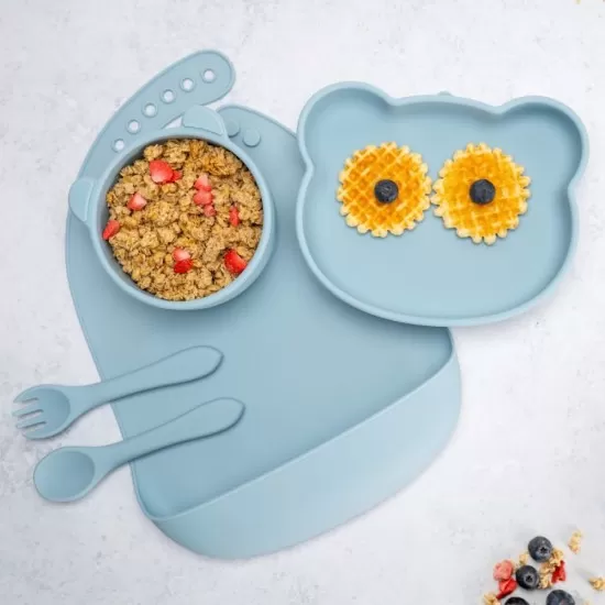 Set Diversificare, AppeKids, 100% Silicon, Panda - Aqua Blue Set Diversificare, AppeKids, 100% Silicon, Panda - Aqua Blue