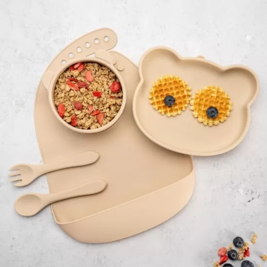 Set Diversificare, AppeKids, 100% Silicon, Panda - Bubble Beige Set Diversificare, AppeKids, 100% Silicon, Panda - Bubble Beige
