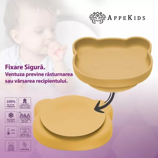 Set Diversificare, AppeKids, 100% Silicon, Panda - Honey Set Diversificare, AppeKids, 100% Silicon, Panda - Honey