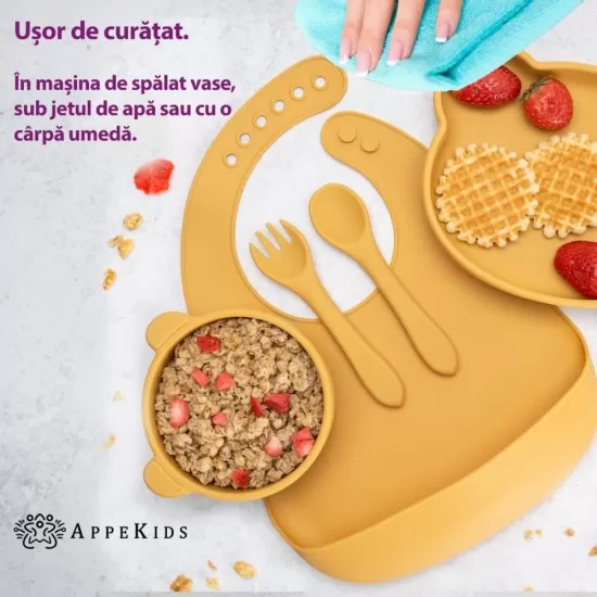 Set Diversificare, AppeKids, 100% Silicon, Panda - Honey Set Diversificare, AppeKids, 100% Silicon, Panda - Honey